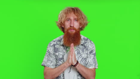 caucasian sad man praying making wish asking hopeful help begging apology meditation imploring