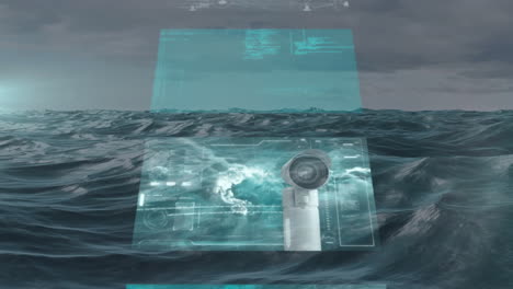 animación de la red de conexiones y procesamiento de datos en el mar