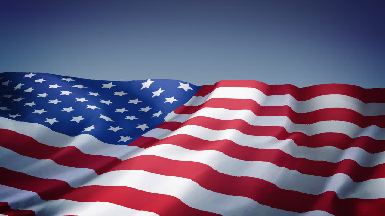 animación de la bandera de los estados unidos con fondo azul