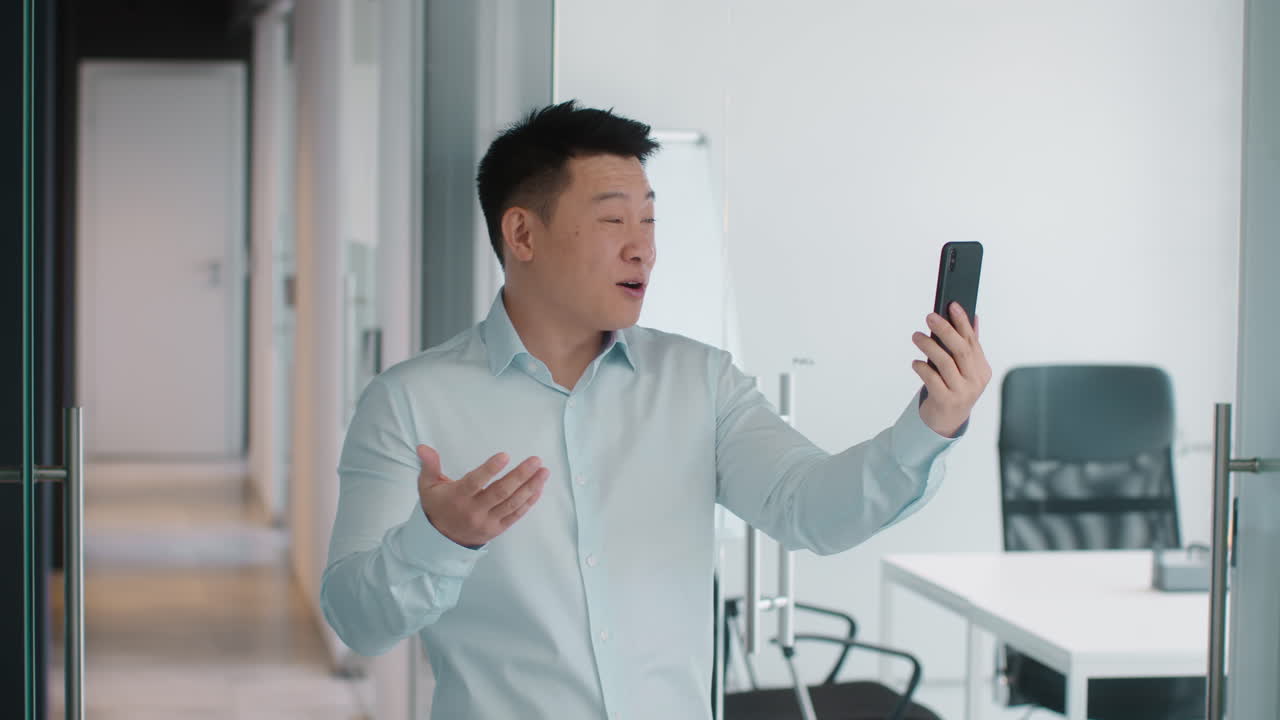 Businessman on a video call in an office