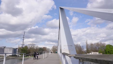 people walking on the passerelle la belle liégeoise