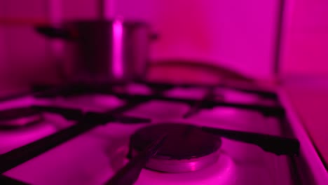 gas stove with pink light