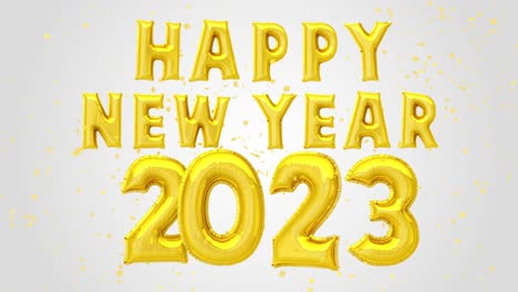 happy new year 2023 gold balloons and confetti