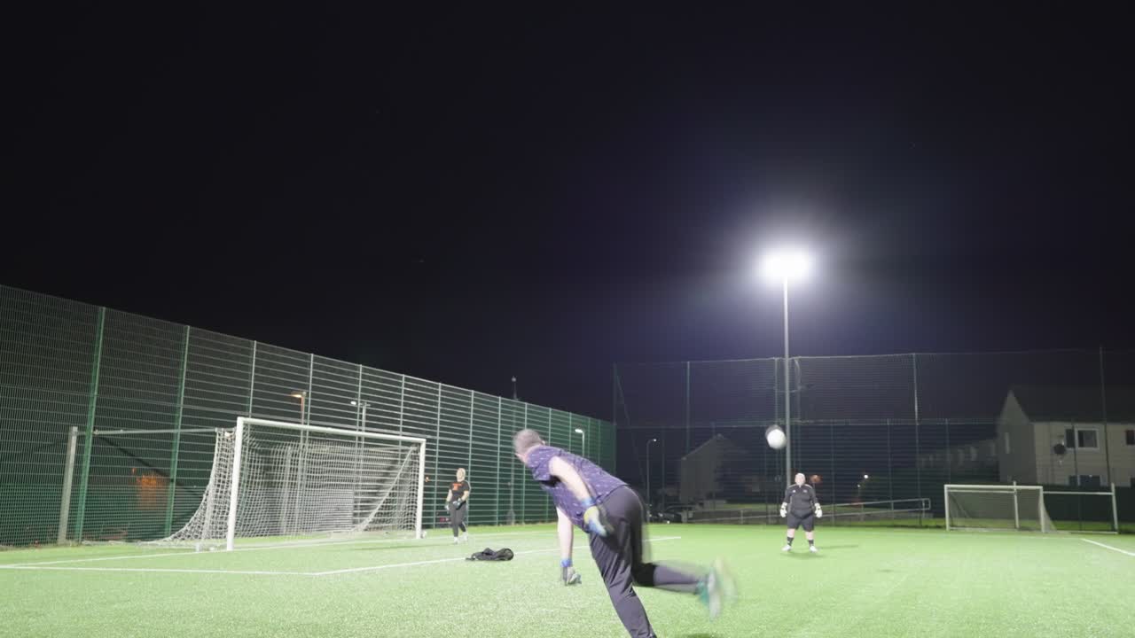 Soccer Goalkeeper Training at Night