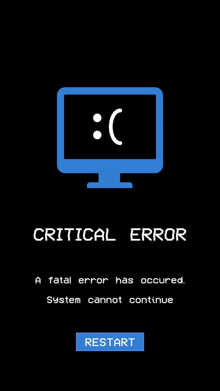Computer Screen Displaying a Critical System Error Message