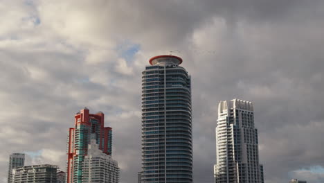 miami skyline with high-rise buildings and clouds