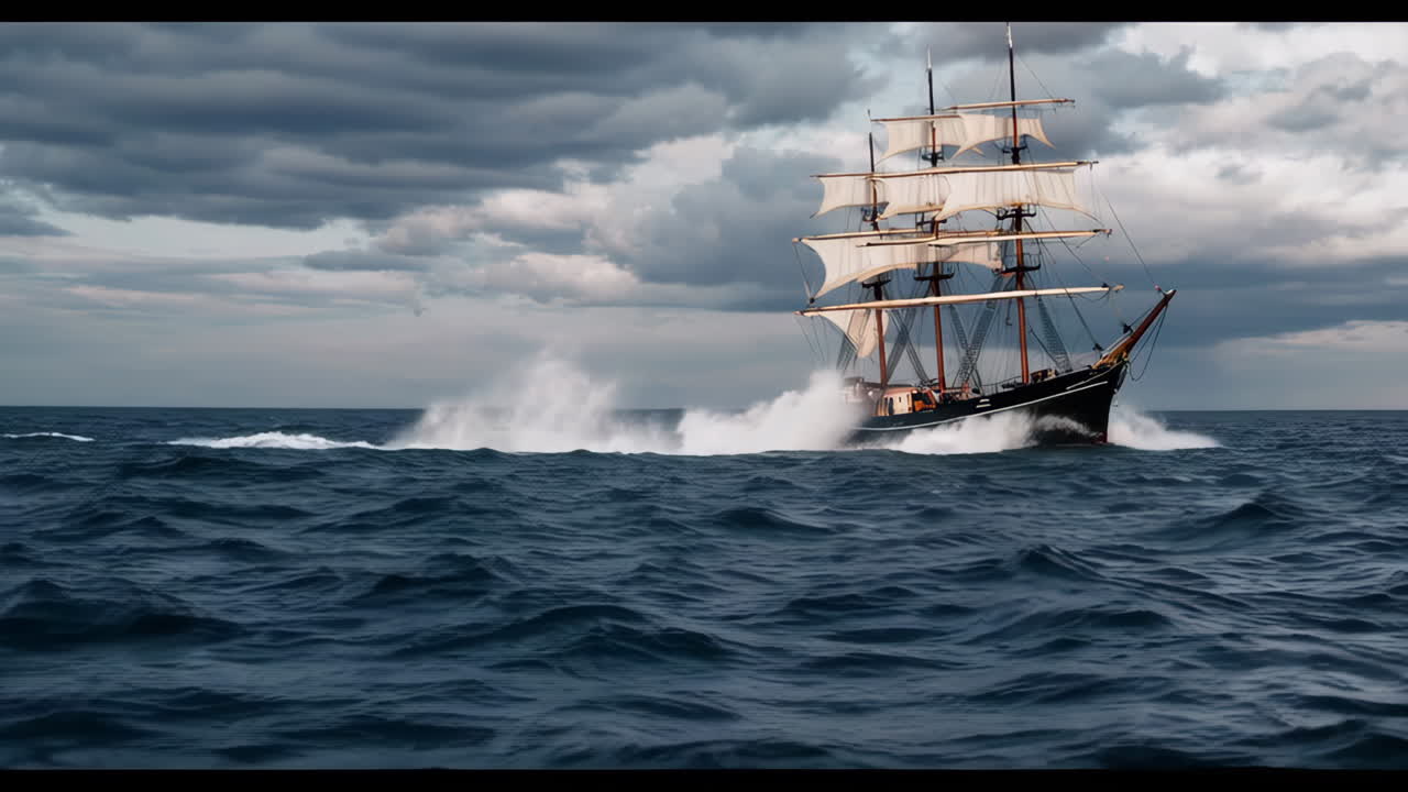 Vintage Sailing Ship on a Stormy Ocean