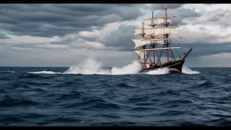 vintage sailing ship on a stormy ocean
