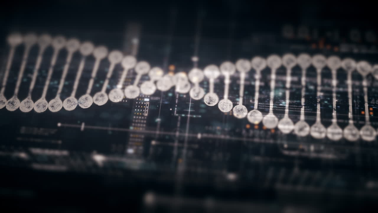Futuristic hi-tech user interface DNA head up display elements with digital data information display for background computer desktop screen