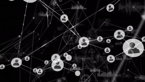 Animation-of-network-of-connections-with-icons-over-black-background