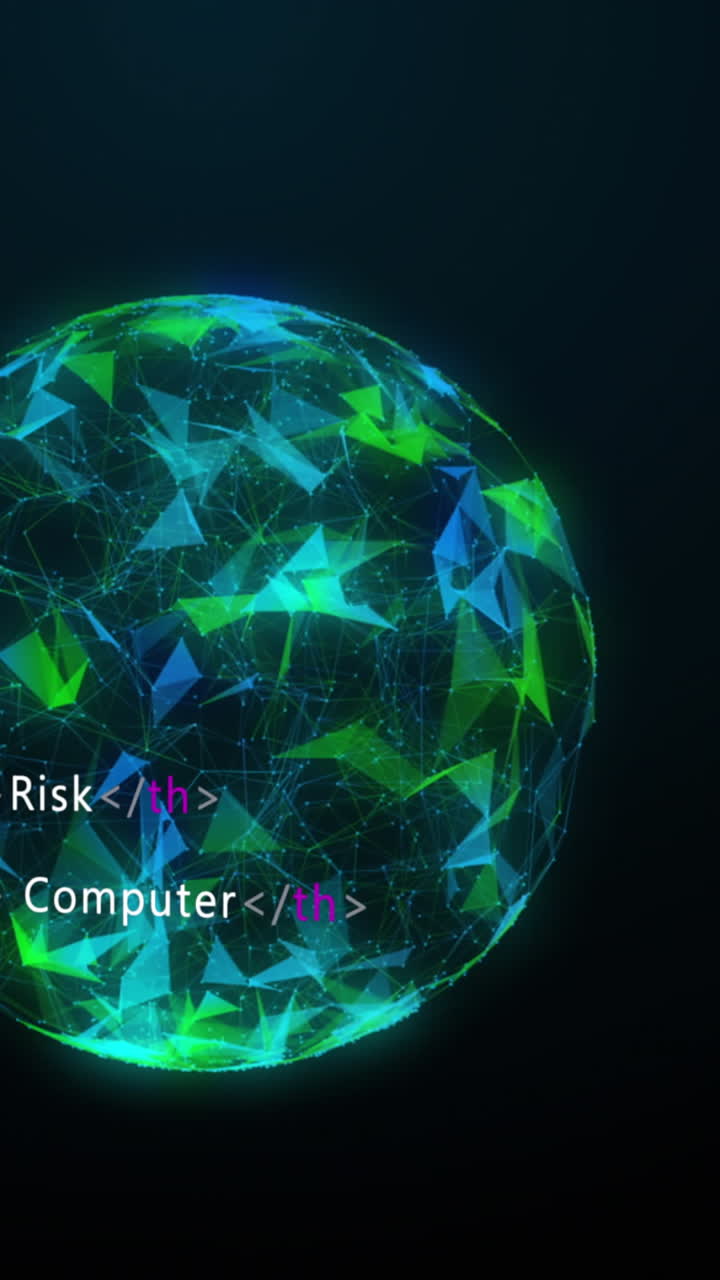 animación del procesamiento de datos y formas sobre fondo negro