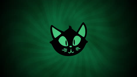 Halloween-animation-with-cat-on-green-background