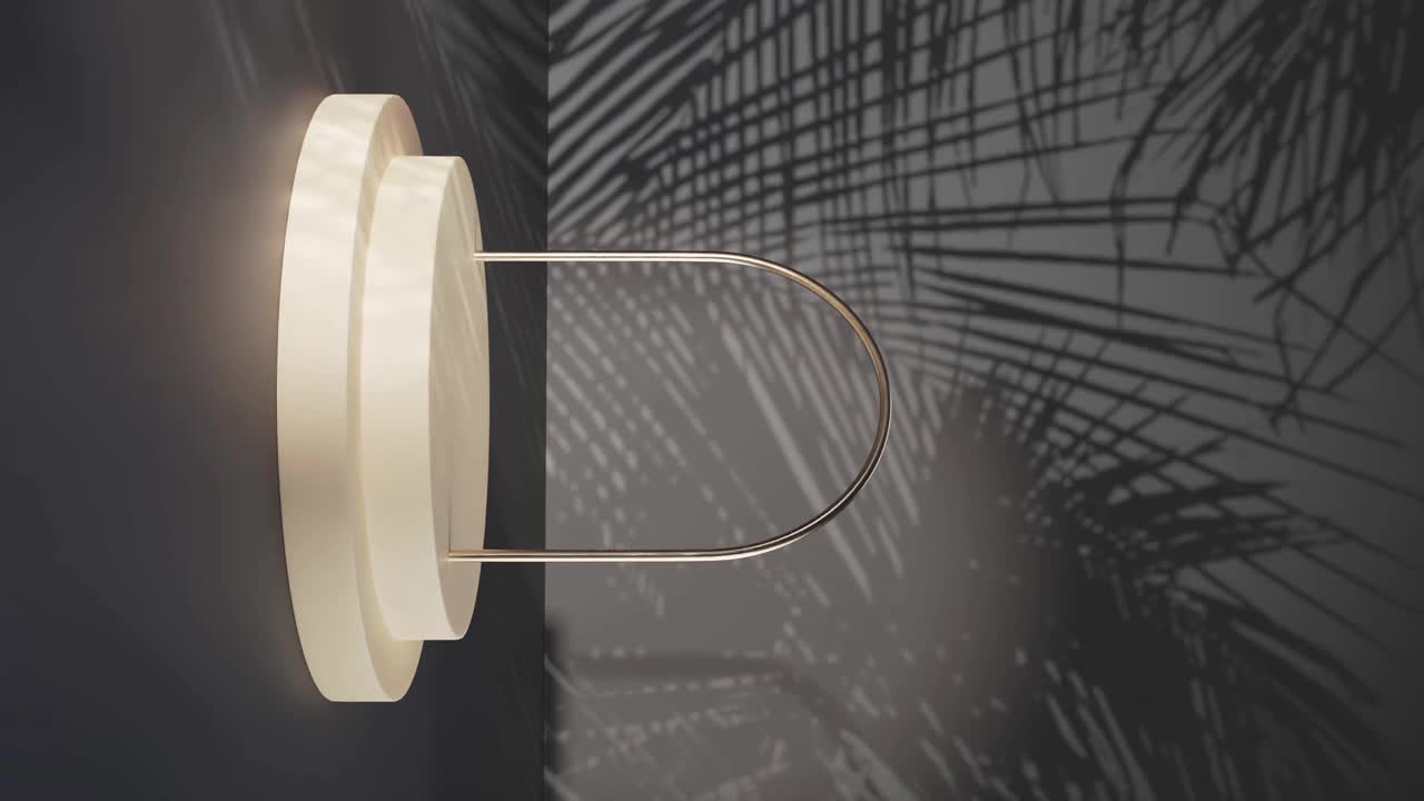 벽에 떨어지는  ⁇  잎의 그림자가 있는 최소한의  ⁇  포디움 디스플레이, 3d 렌더링, 3d 일러스트레이션 애니메이션 루프 수직