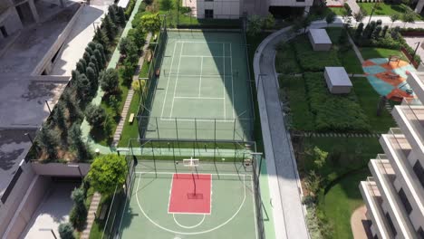 basketball court and tennis court in luxury residential complex