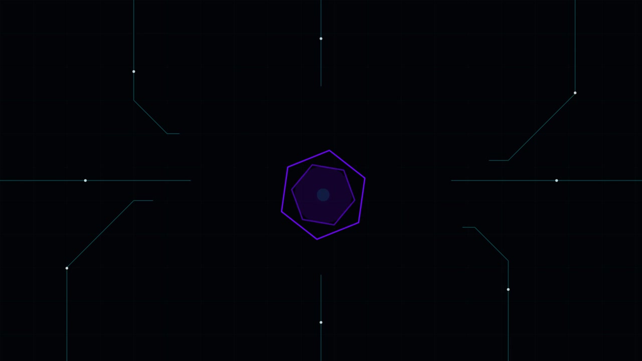 Abstract Digital Hexagon Animation with Connecting Data Lines