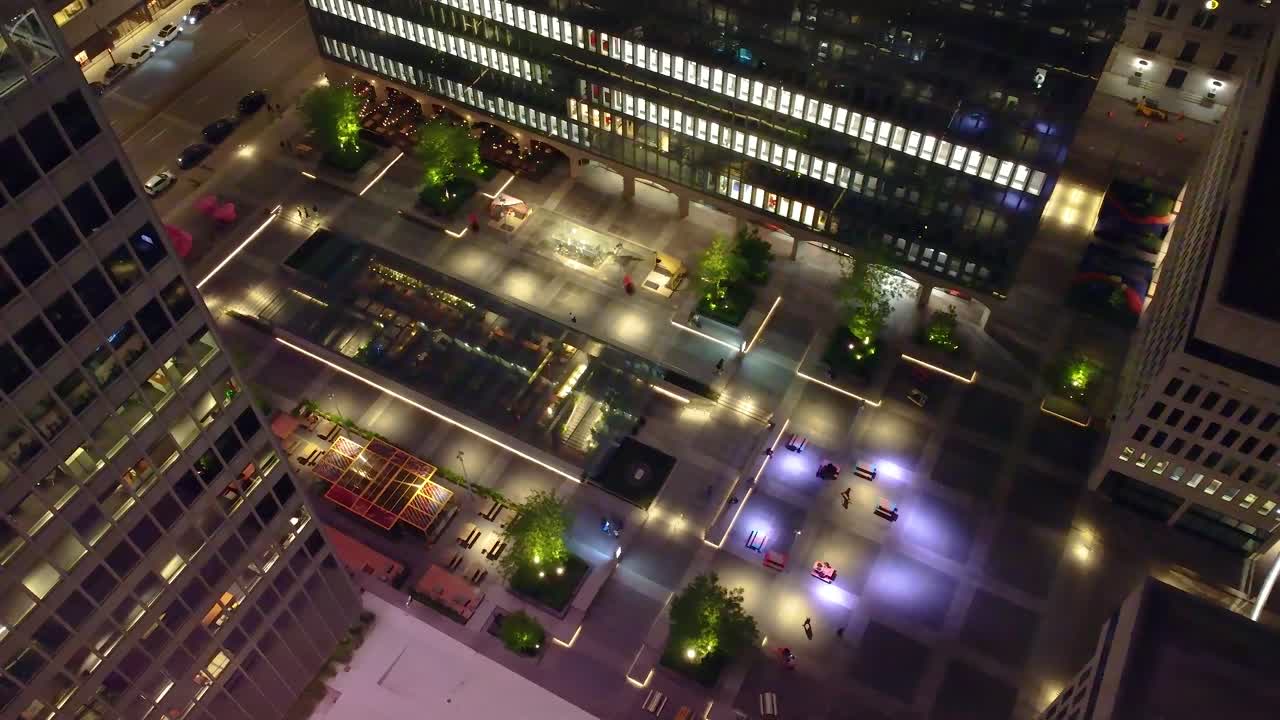  L’Anneau statue installation parkside's in evening hours at Montréal, Québec, Canada