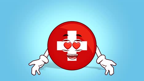 cartoon icon flag switzerland face animation hearts in eyes with luma matte