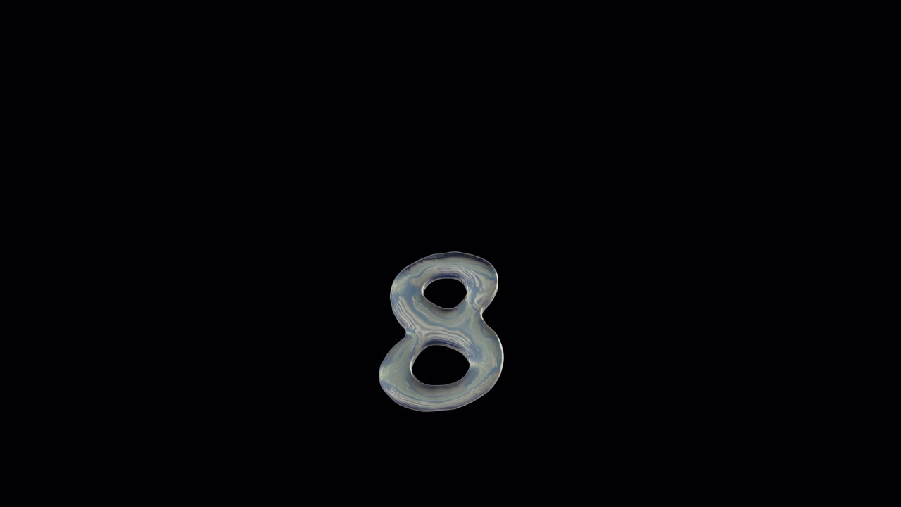 Liquid Number 8 Melting on Transparent Background