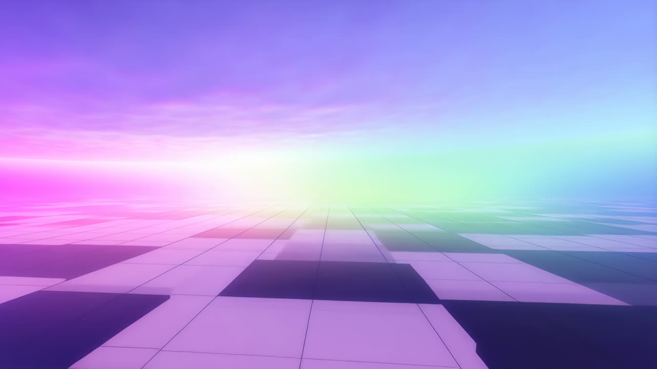 Colorful Gradient Horizon with Abstract Grid Floor