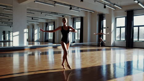 balletdanser die in een studio oefent