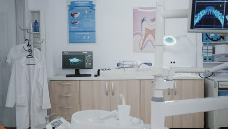 empty orthodontic stomatology office prepared for teeth treatment