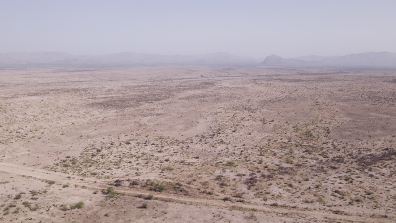 Aerial View of the West Texas Chihuahuan Desert with distant hills in the Big Bend Region
