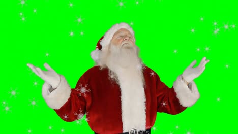 Animation-of-santa-claus-looking-around-over-green-screen-background