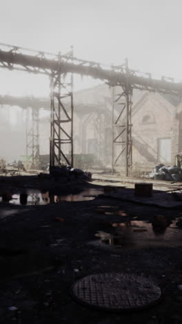 abandoned foggy industrial site