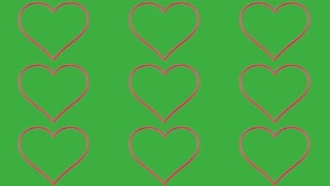 green screen background and moving hearts shape form blinking light effect