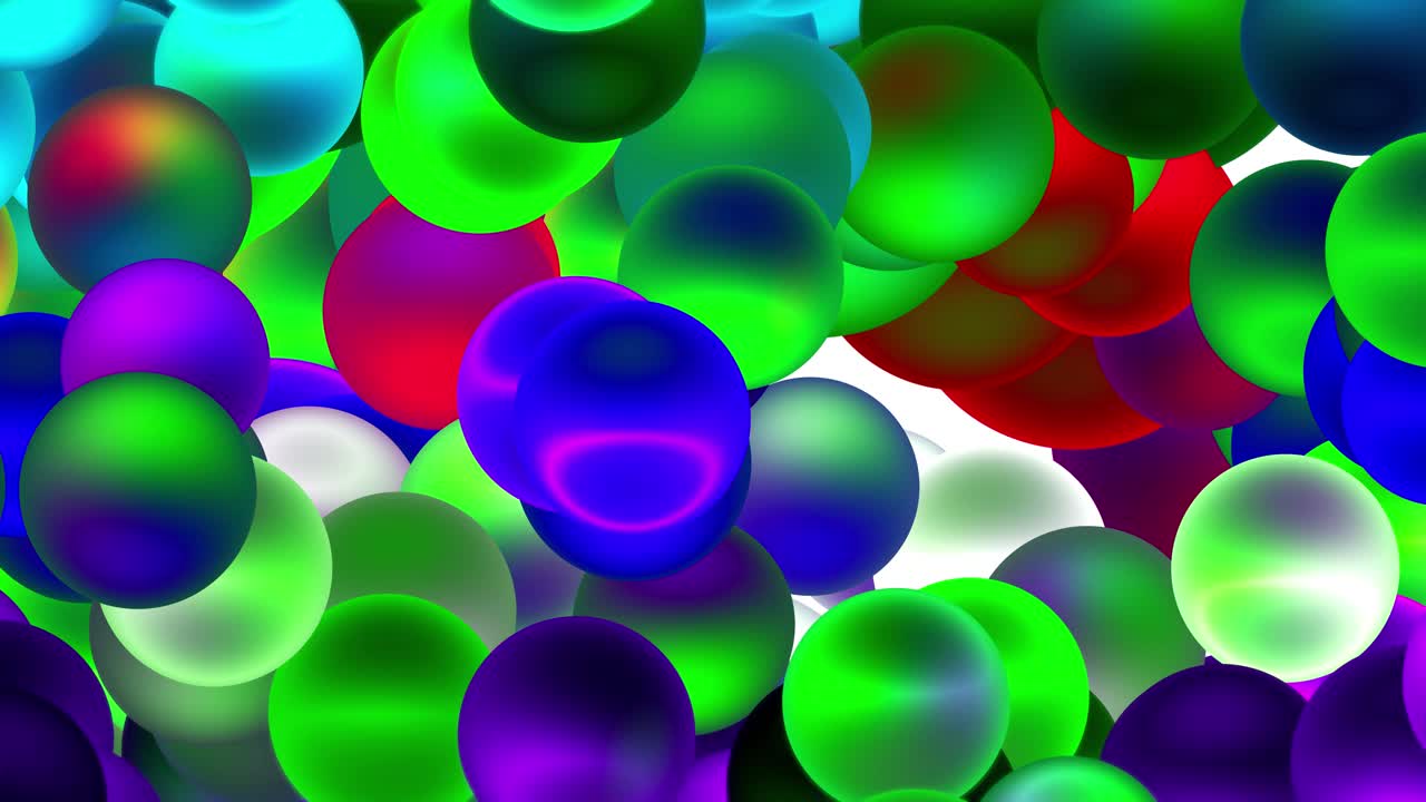 Sfondo astratto dinamico di sfere colorate mutevoli