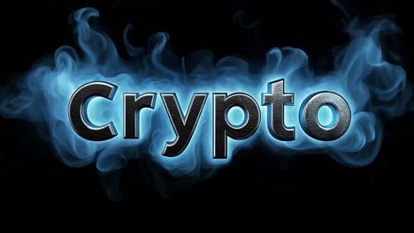 texto brillante de criptomoneda con humo
