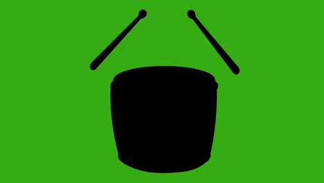 loop animation of the black silhouette of sticks hitting a drum