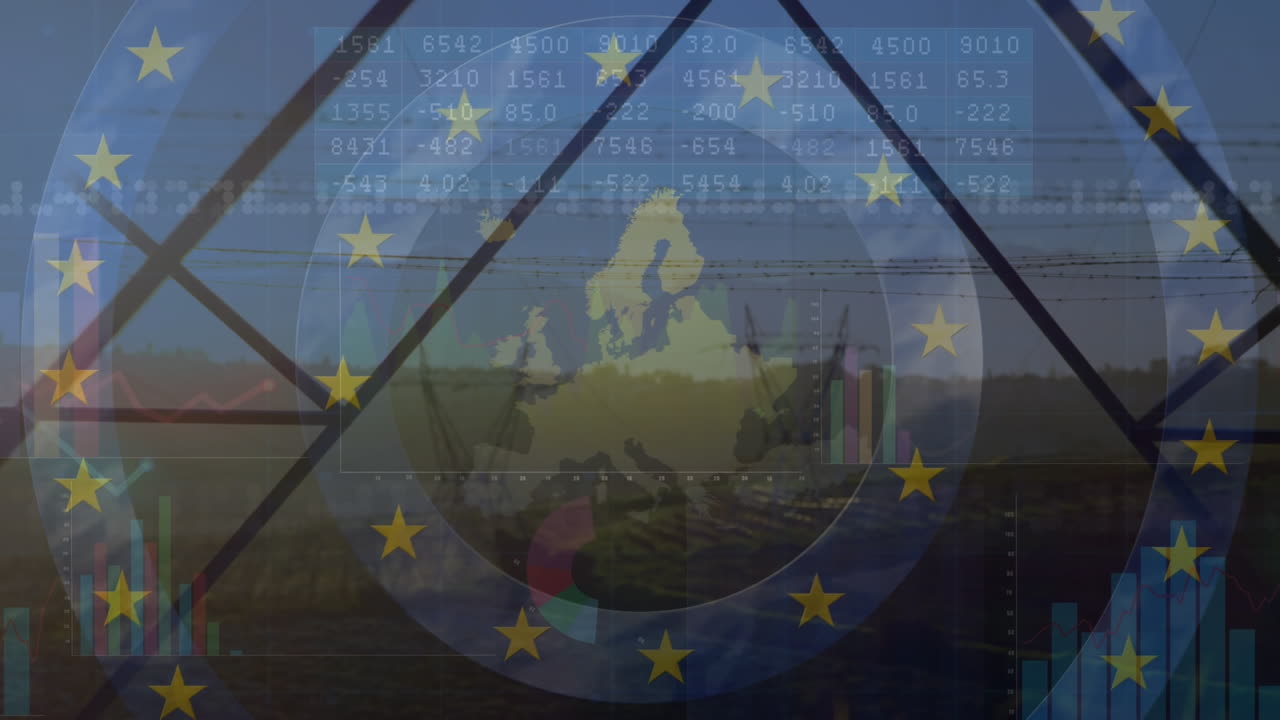 데이터 처리에 대한 유럽과 eu  ⁇ 발 서클의 애니메이션