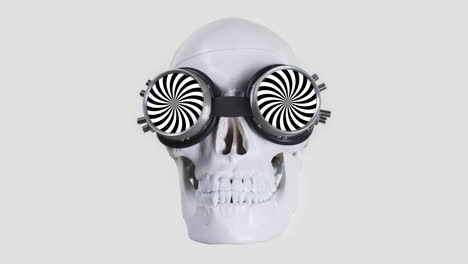 human skull with sunglasses