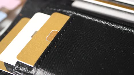 credit cards in a black wallet