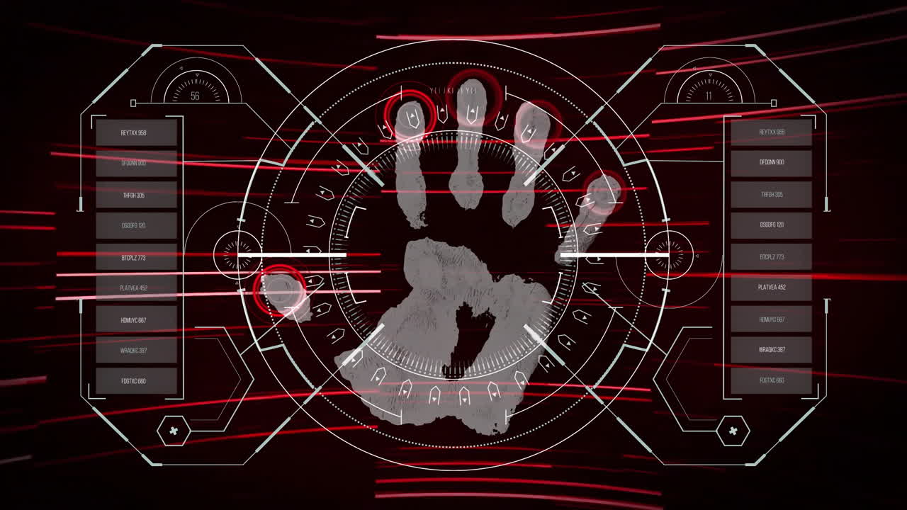 анимация ручной печати с обработкой данных на черном фоне