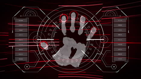 animación de impresión a mano con procesamiento de datos sobre fondo negro