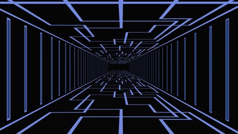 3d loopable animation of futuristic hall. blue lines moving into deepness. background, animated image.