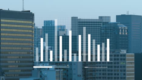 Animation-of-statistical-data-processing-against-aerial-view-of-cityscape