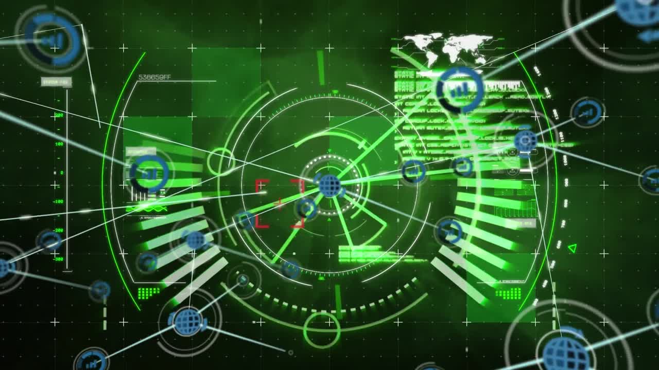 검은 바탕에 스 ⁇  스캐닝을 통해 연결 네트워크의 애니메이션