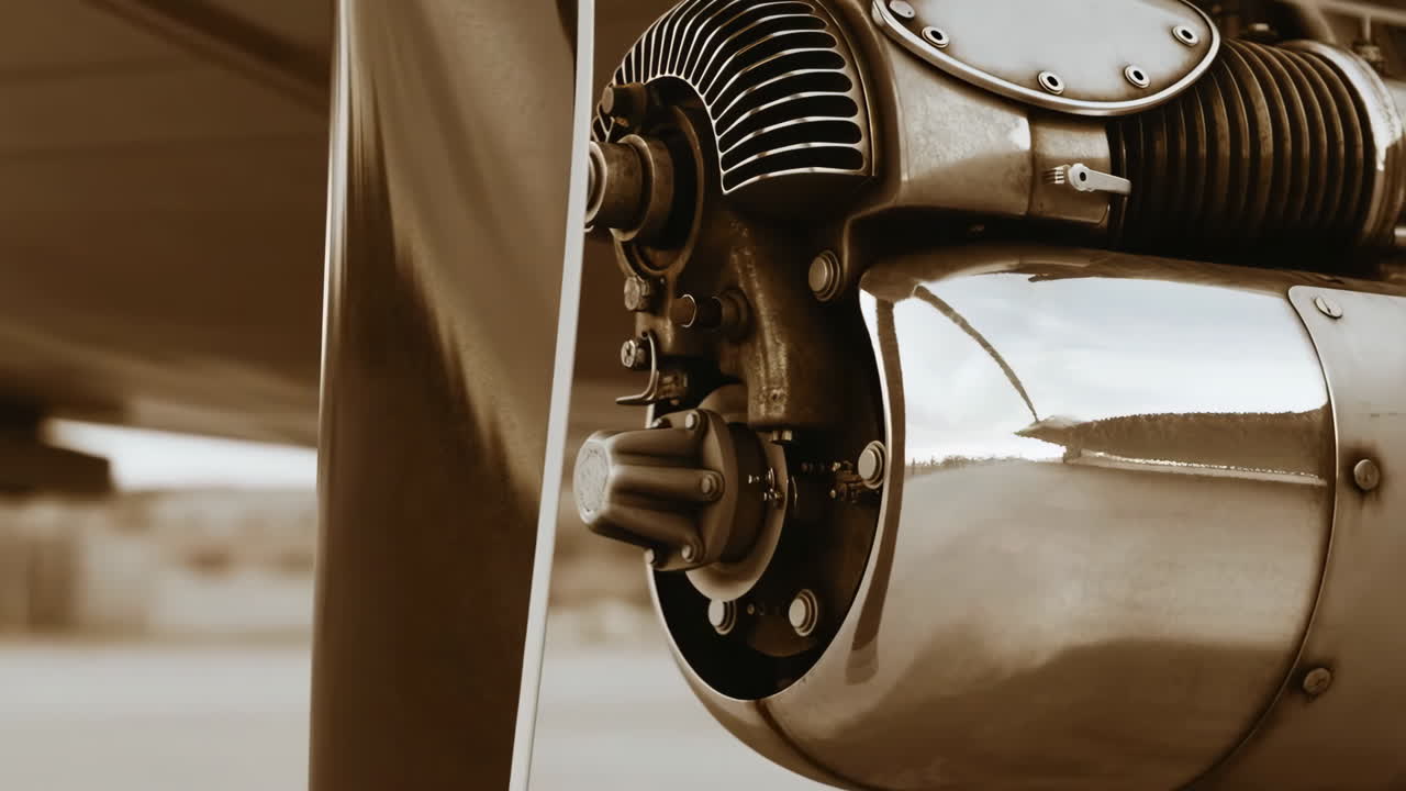 Vintage Airplane Engine and Propeller
