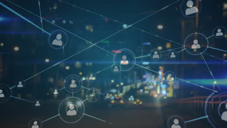 network of connections moving