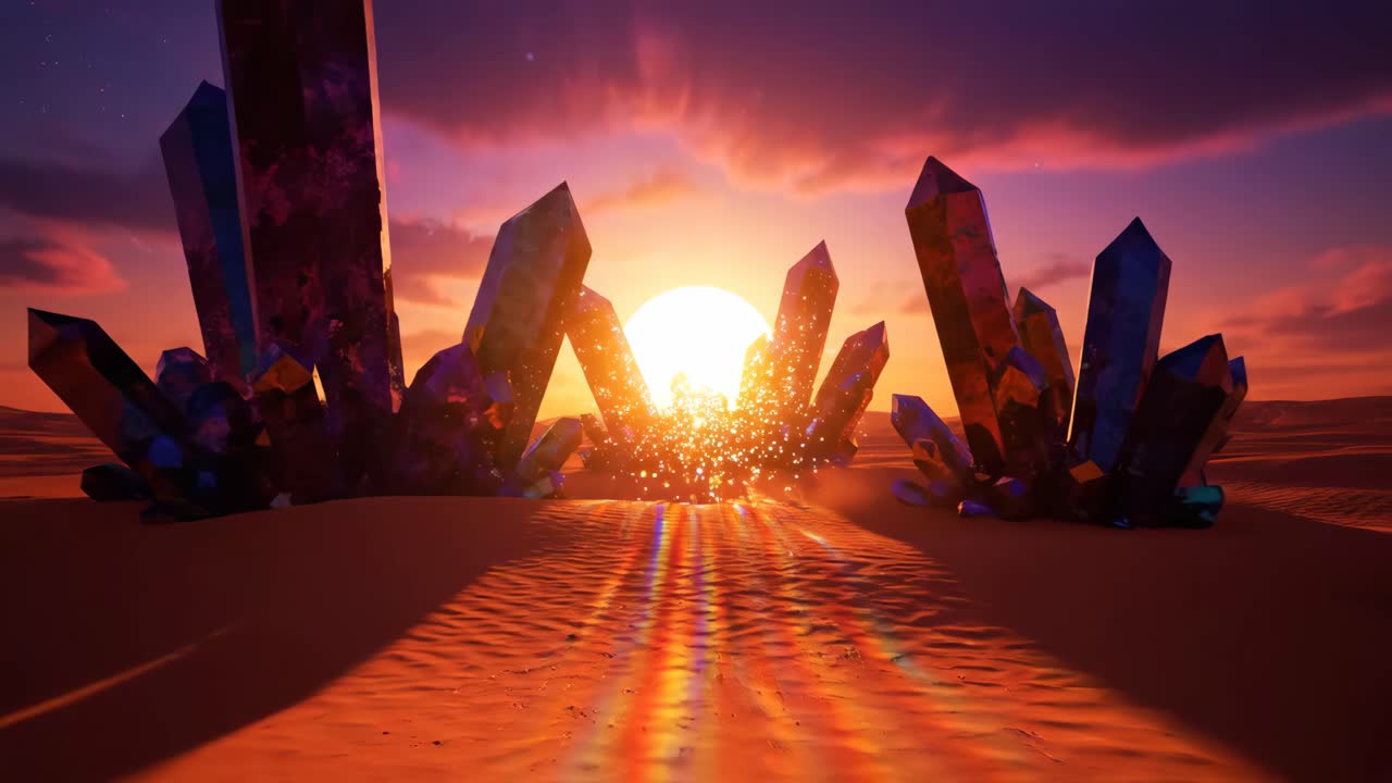 Crystals at Sunset in the Desert