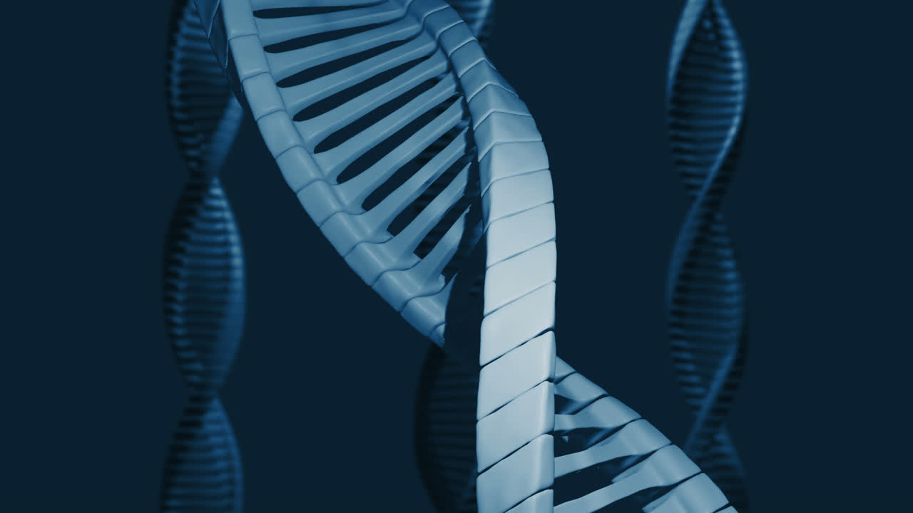 animación de la macro de la hilera de adn azul en 3d