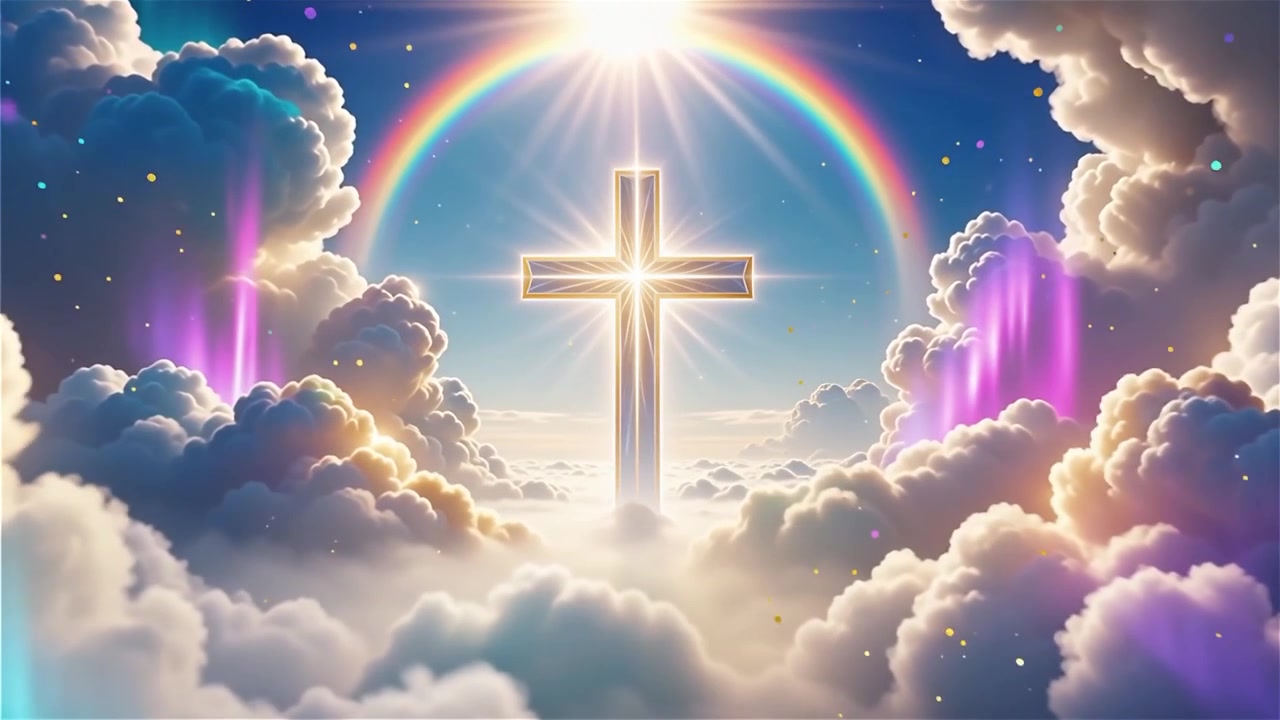 Christian Cross Heavenly Light Worship Background
