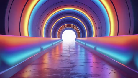 futuristic neon lit tunnel with vibrant colors
