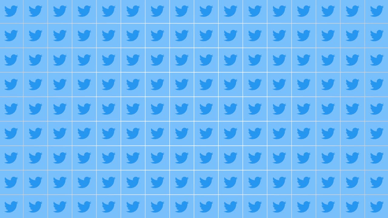 네트워크 배경에 있는 트위터 소셜 아이콘