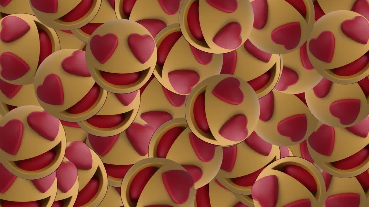 animación de varios emojis que caen sobre un fondo azul