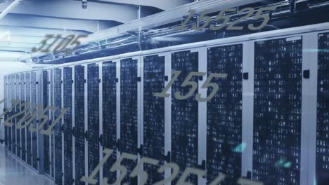 animación de números y procesamiento de datos a través de servidores informáticos