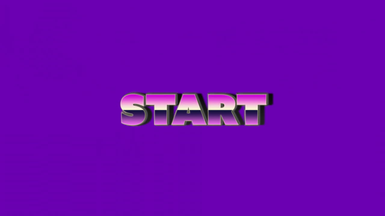 Animation of start text over vibrant pattern background